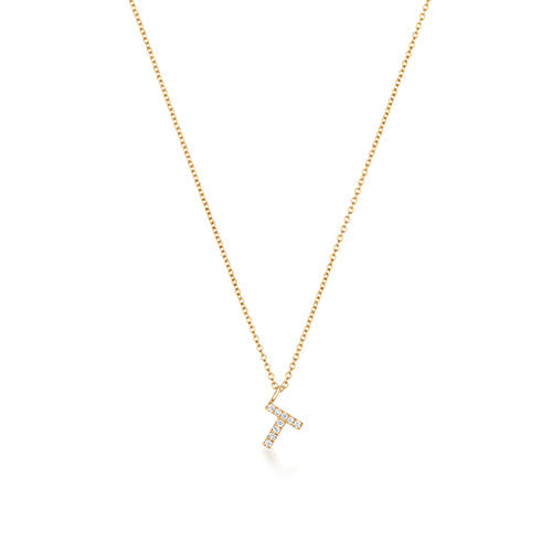 Cervin Blanc YELLOW GOLD DIAMOND INITIAL T NECKLACE IN 18CT GOLD
