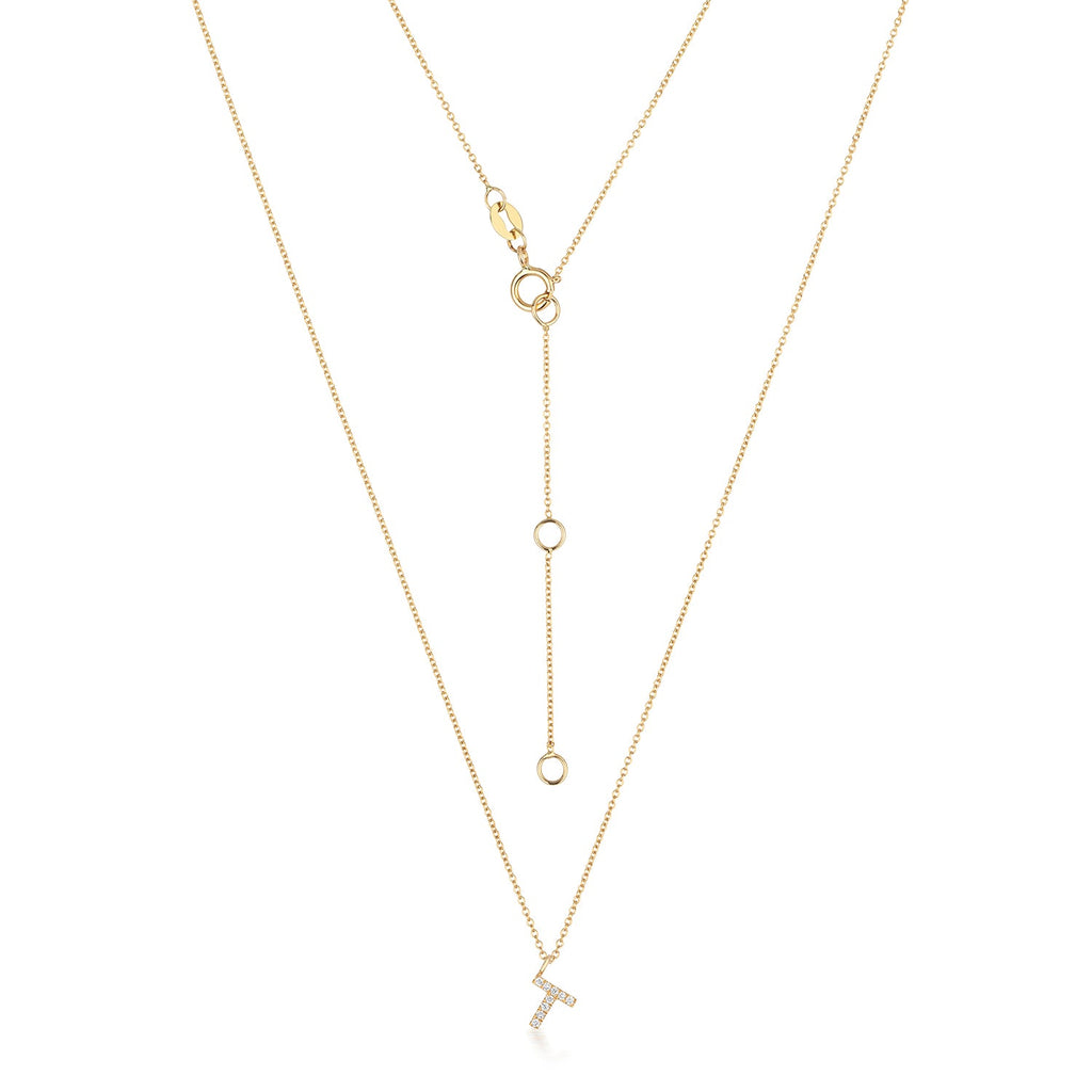 Cervin Blanc YELLOW GOLD DIAMOND INITIAL T NECKLACE IN 18CT GOLD