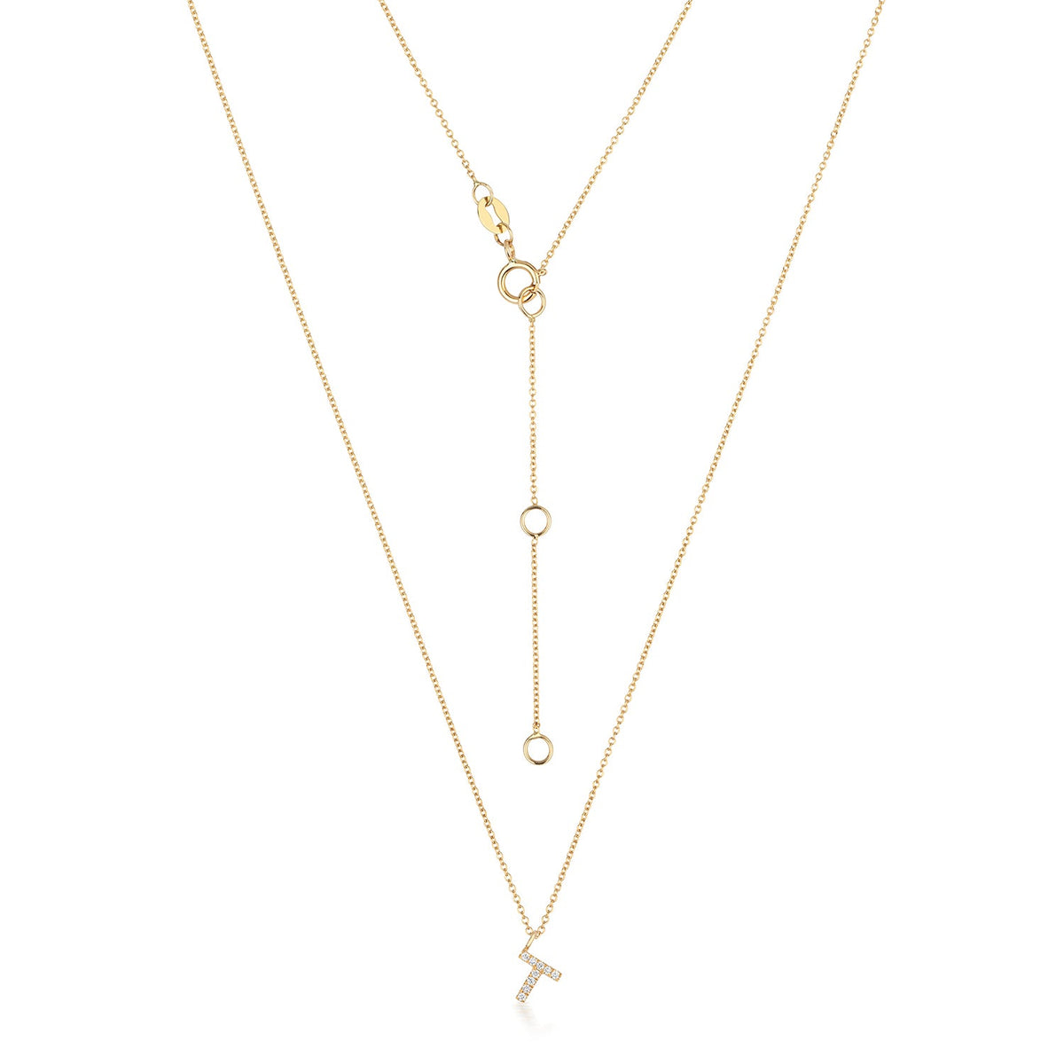 Cervin Blanc YELLOW GOLD DIAMOND INITIAL T NECKLACE IN 18CT GOLD