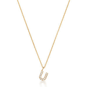 Collier Cervin Blanc avec initiale en diamant U en or 18 carats