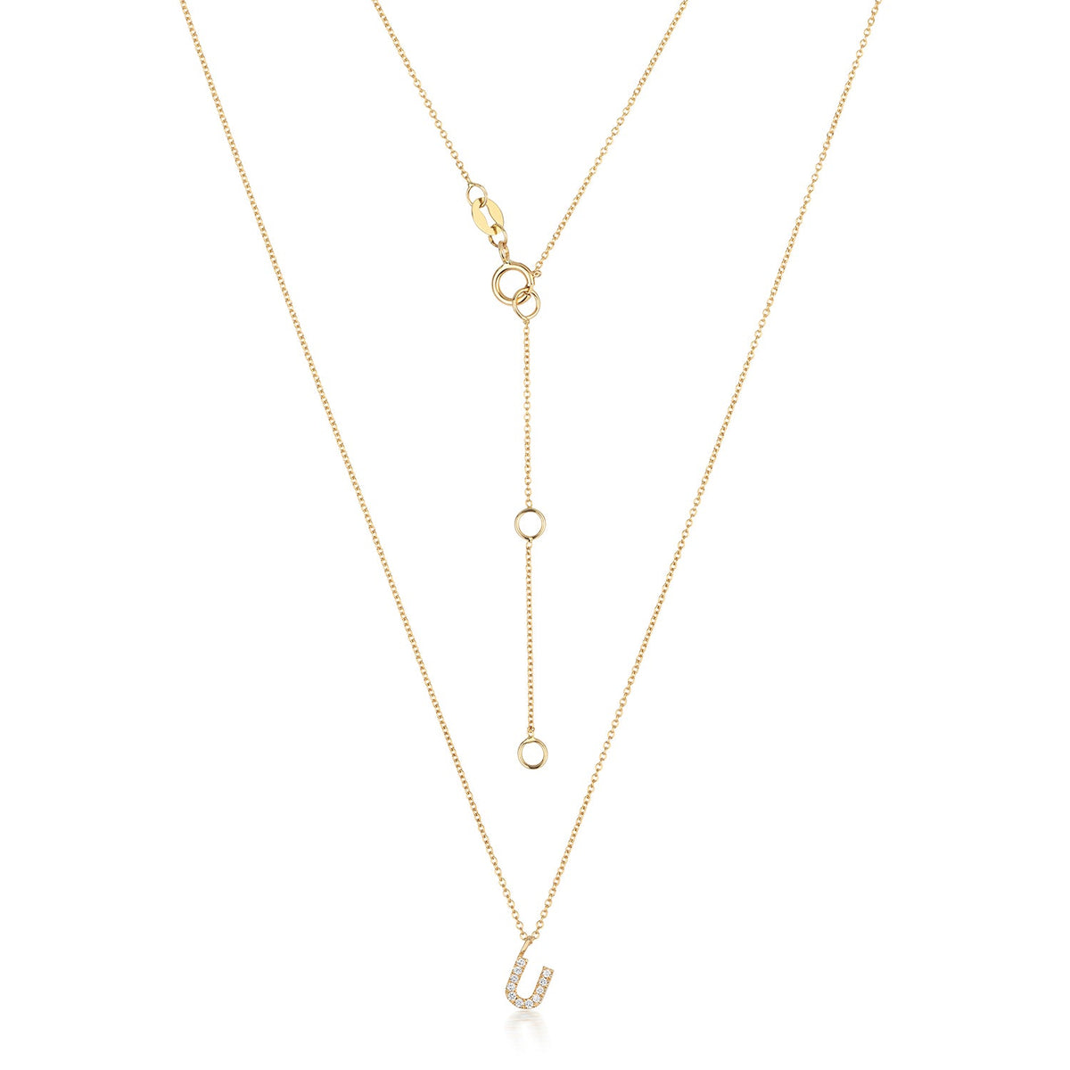 Collier Cervin Blanc avec initiale en diamant U en or 18 carats
