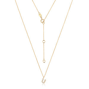 Collier Cervin Blanc avec initiale en diamant U en or 18 carats