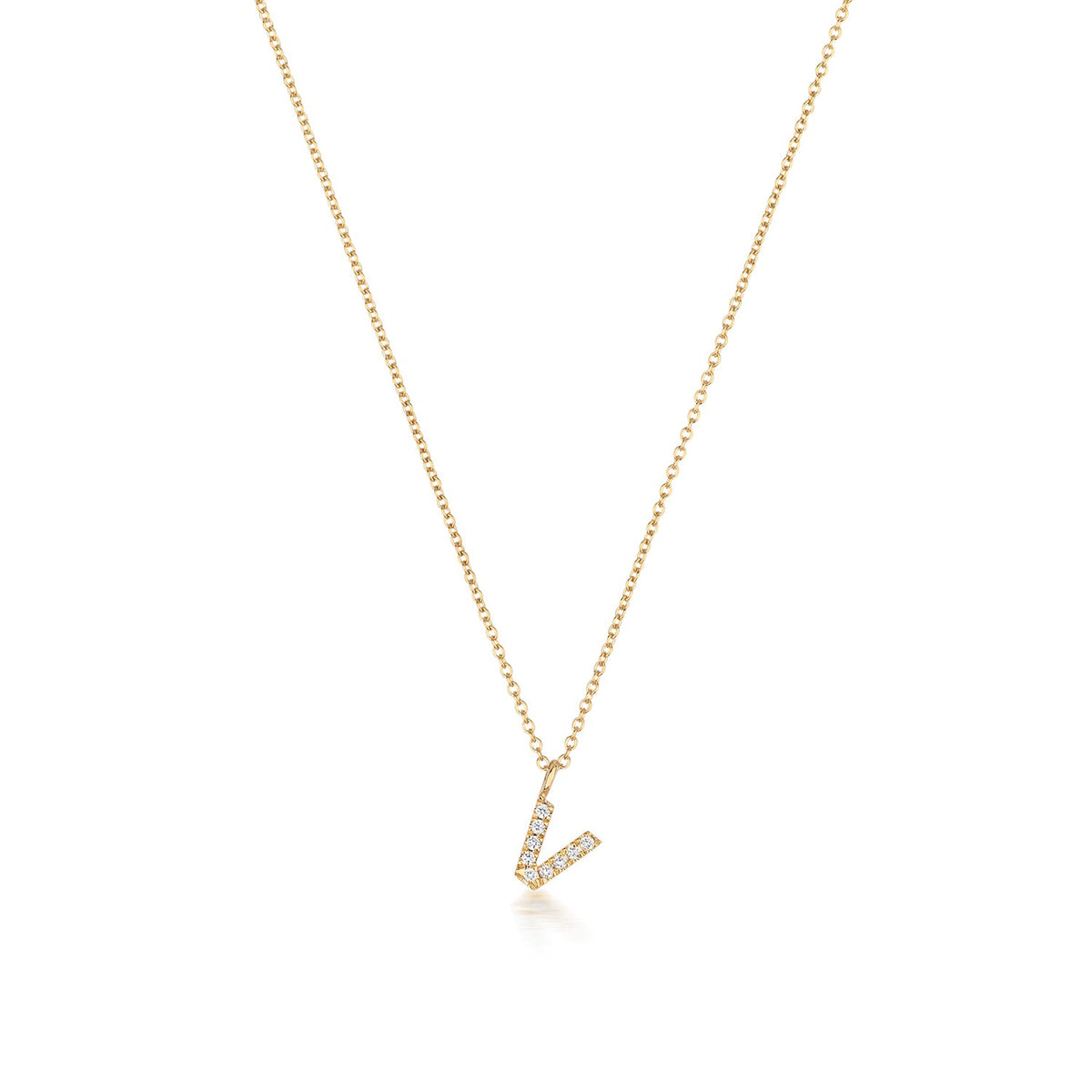 Cervin Blanc YELLOW GOLD DIAMOND INITIAL V NECKLACE IN 18CT GOLD