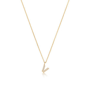 YELLOW GOLD DIAMOND INITIAL V NECKLACE IN 18CT GOLD