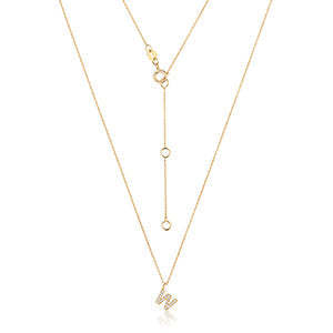 Collier Cervin Blanc en or jaune 18 carats avec initiale W et diamants