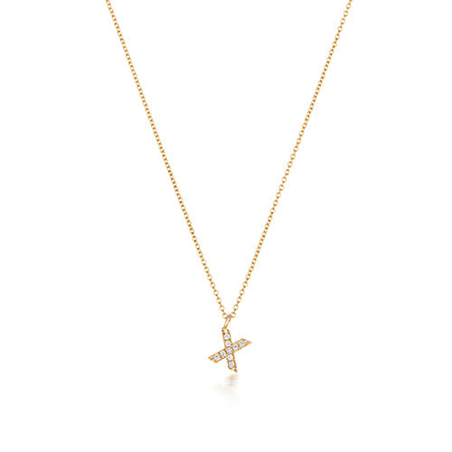 Collier Cervin Blanc avec initiale en diamant X en or 18 carats