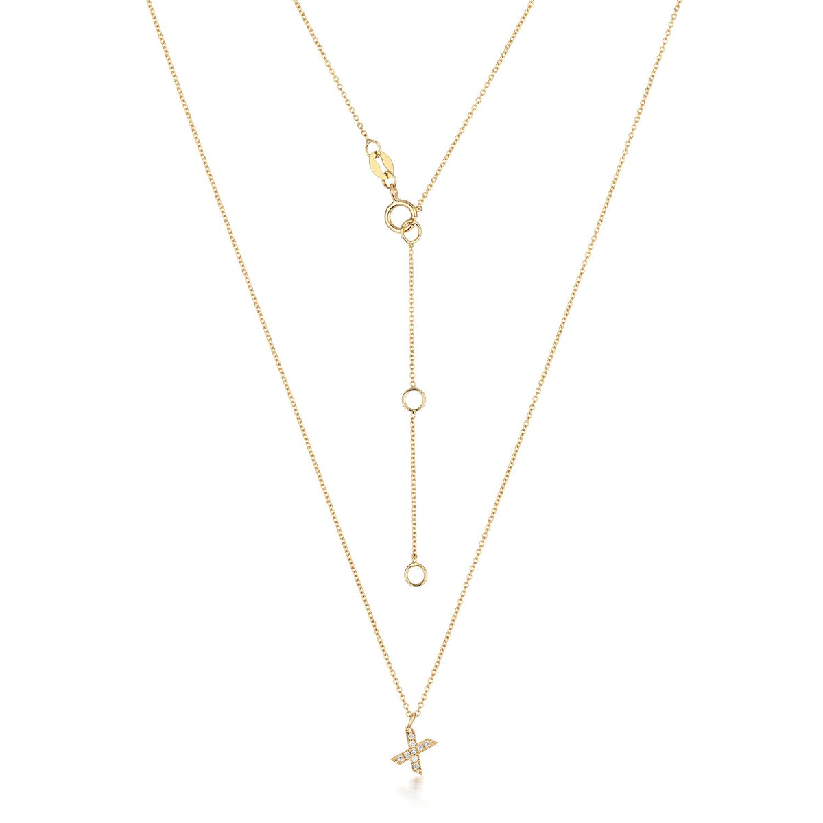 Collier Cervin Blanc avec initiale en diamant X en or 18 carats