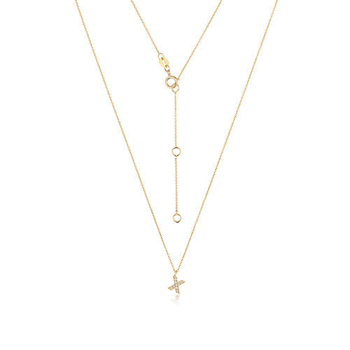 Collier Cervin Blanc avec initiale en diamant X en or 18 carats