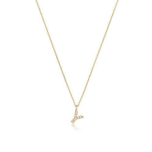 Collier Cervin Blanc avec initiale Y en diamant et or 18 carats