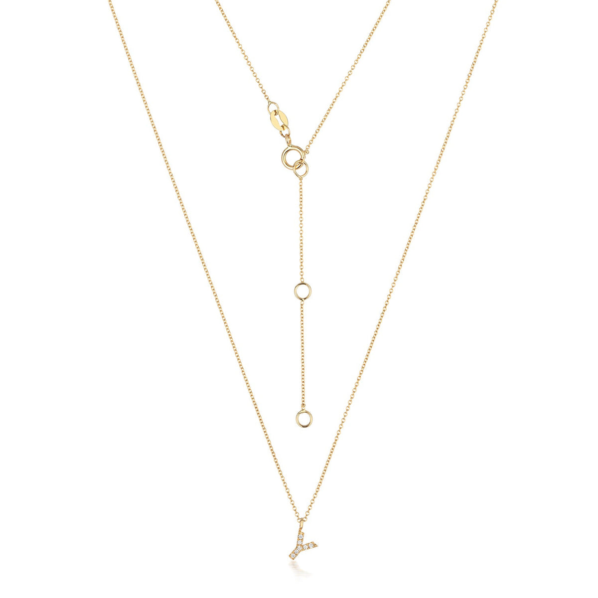 Collier Cervin Blanc avec initiale Y en diamant et or 18 carats