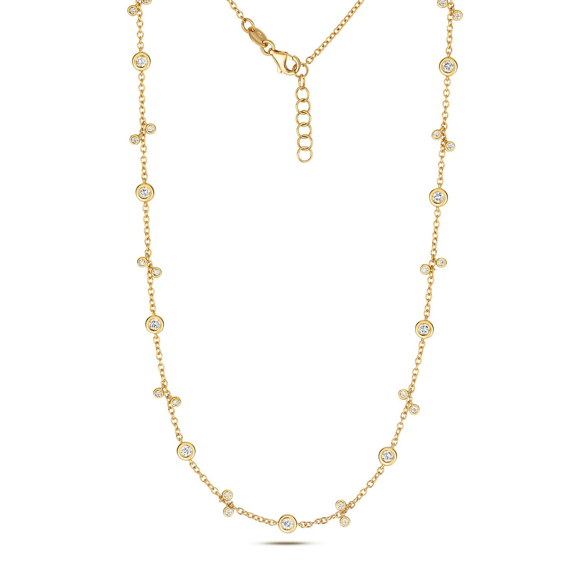 Collier en or jaune et diamants au mètre, en or 18 carats
