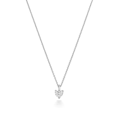 Collier en forme de cœur serti de diamants et en or blanc 18 carats