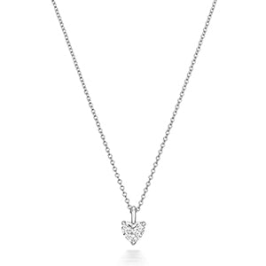 Collier en forme de cœur serti de diamants et en or blanc 18 carats