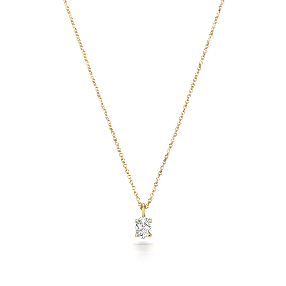 Collier en or 18 carats serti de diamants taille ovale