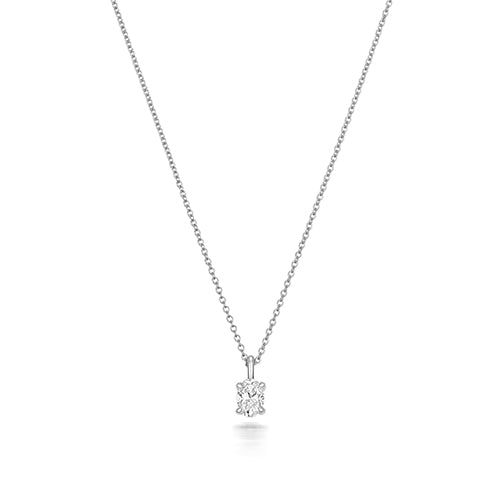 Collier en or blanc 18 carats serti de diamants taille ovale