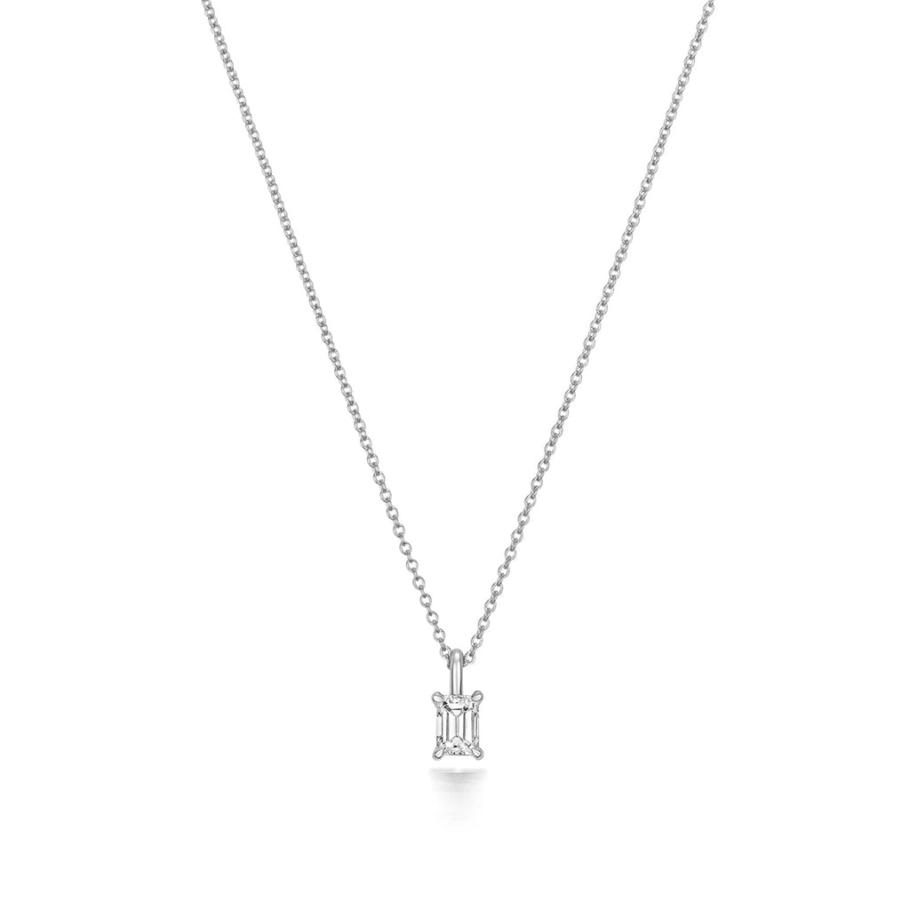 Diamant-Smaragd-Schliff-Halskette aus 18-karätigem Weißgold