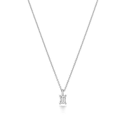  COLLANA CON DIAMANTI TAGLIO SMERALDO IN ORO BIANCO 18KT