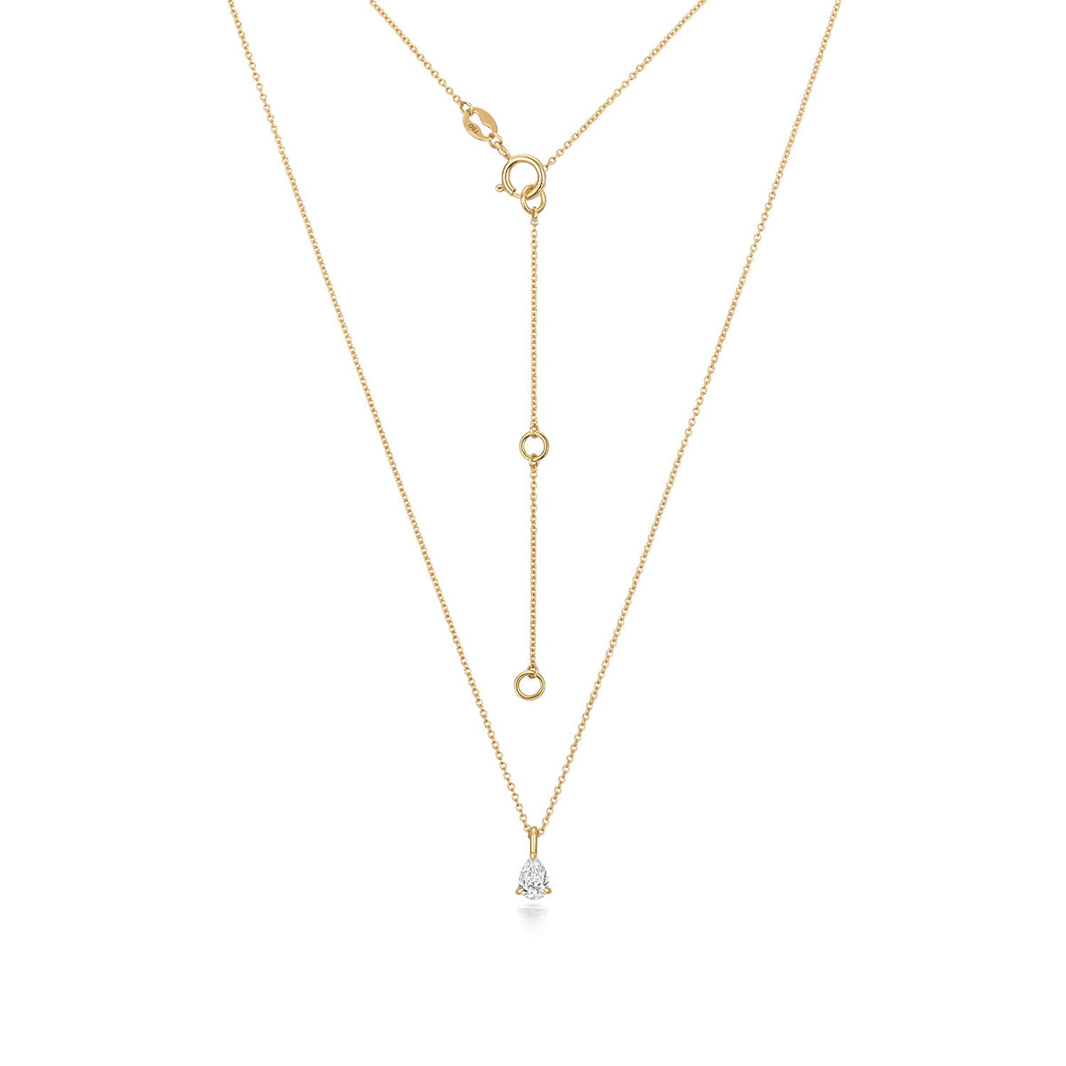 Collier en or 18 carats serti de diamants en forme de poire