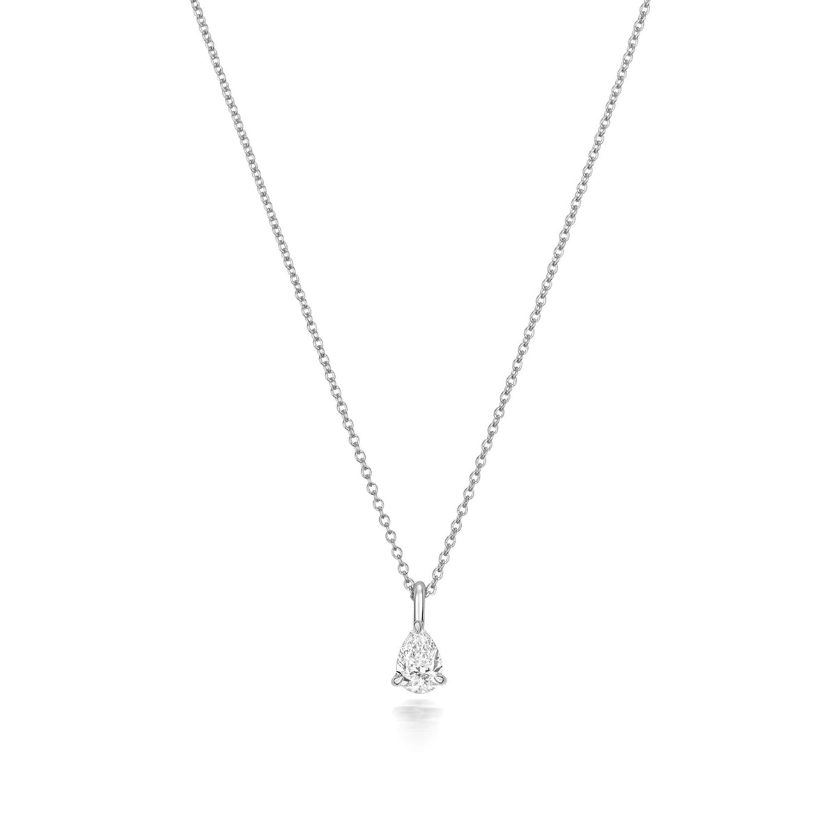 Collier en or blanc 18 carats serti de diamants en forme de poire