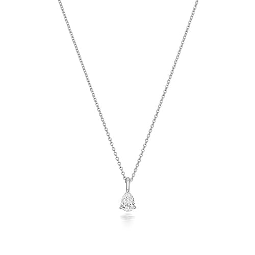 Collier en or blanc 18 carats serti de diamants en forme de poire