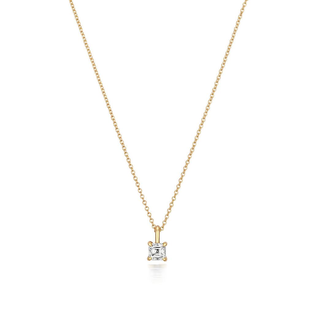 Diamant-Asscher-Schliff-Halskette aus 18-karätigem Gold