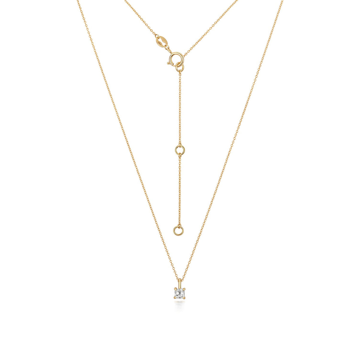 COLLIER EN OR 18 CARATS AVEC DIAMANTS TAILLE ASSCHER