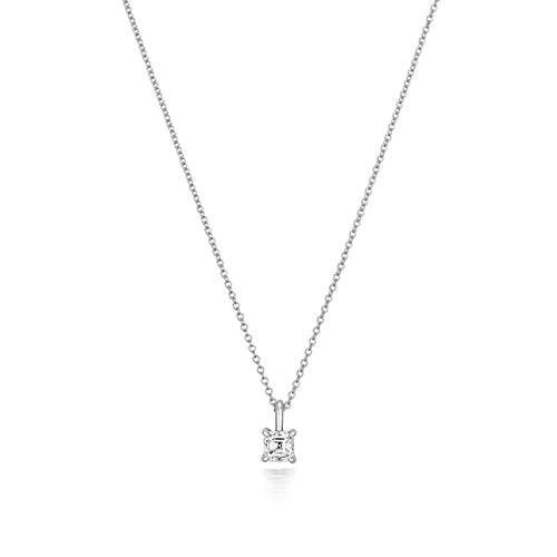 Collier en or blanc 18 carats serti de diamants taille Asscher