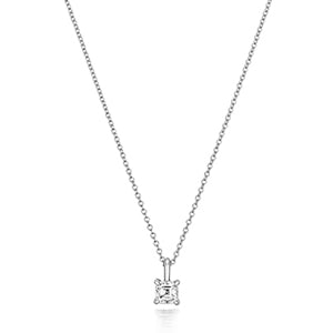 Collier en or blanc 18 carats serti de diamants taille Asscher