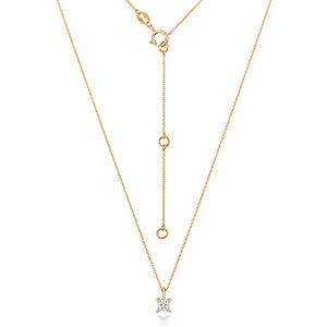 Diamant-Prinzessschliff-Halskette aus 18-karätigem Gold
