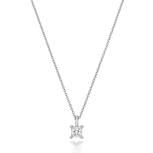 Collier en or blanc 18 carats serti de diamants taille princesse