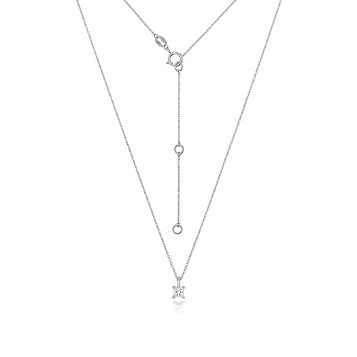 Collier en or blanc 18 carats serti de diamants taille princesse