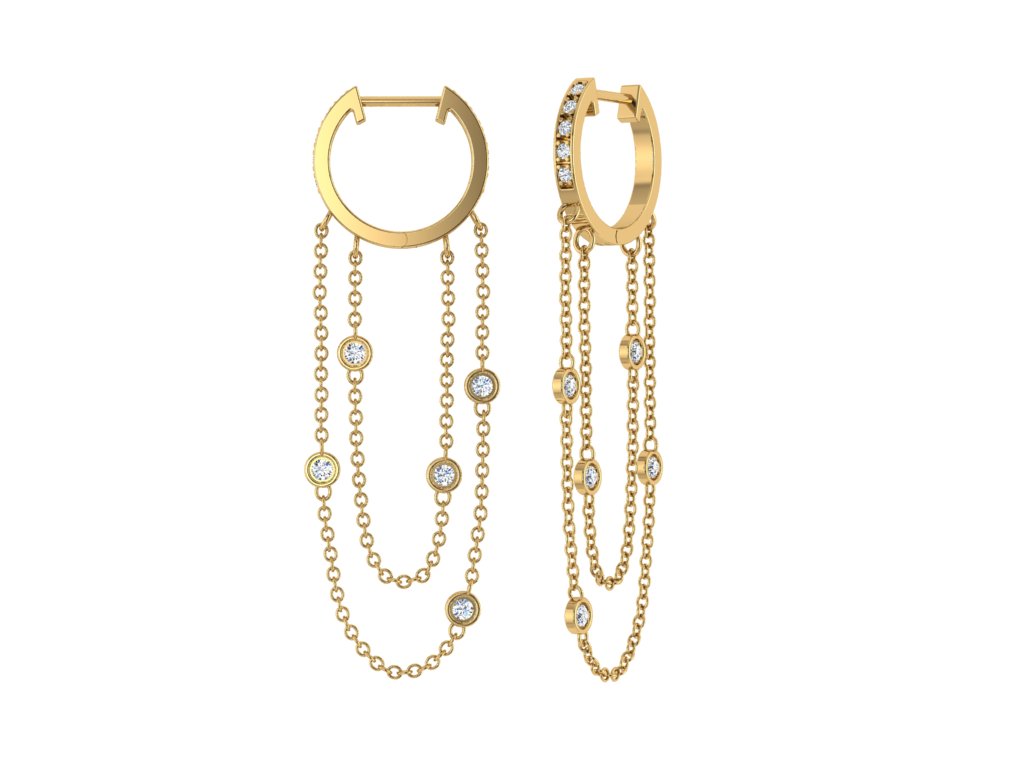 Refined 18ct yellow gold chain hoops