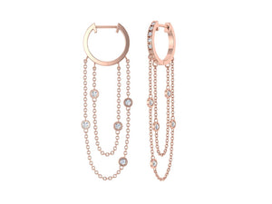 Rose gold double chain hoop earrings 
