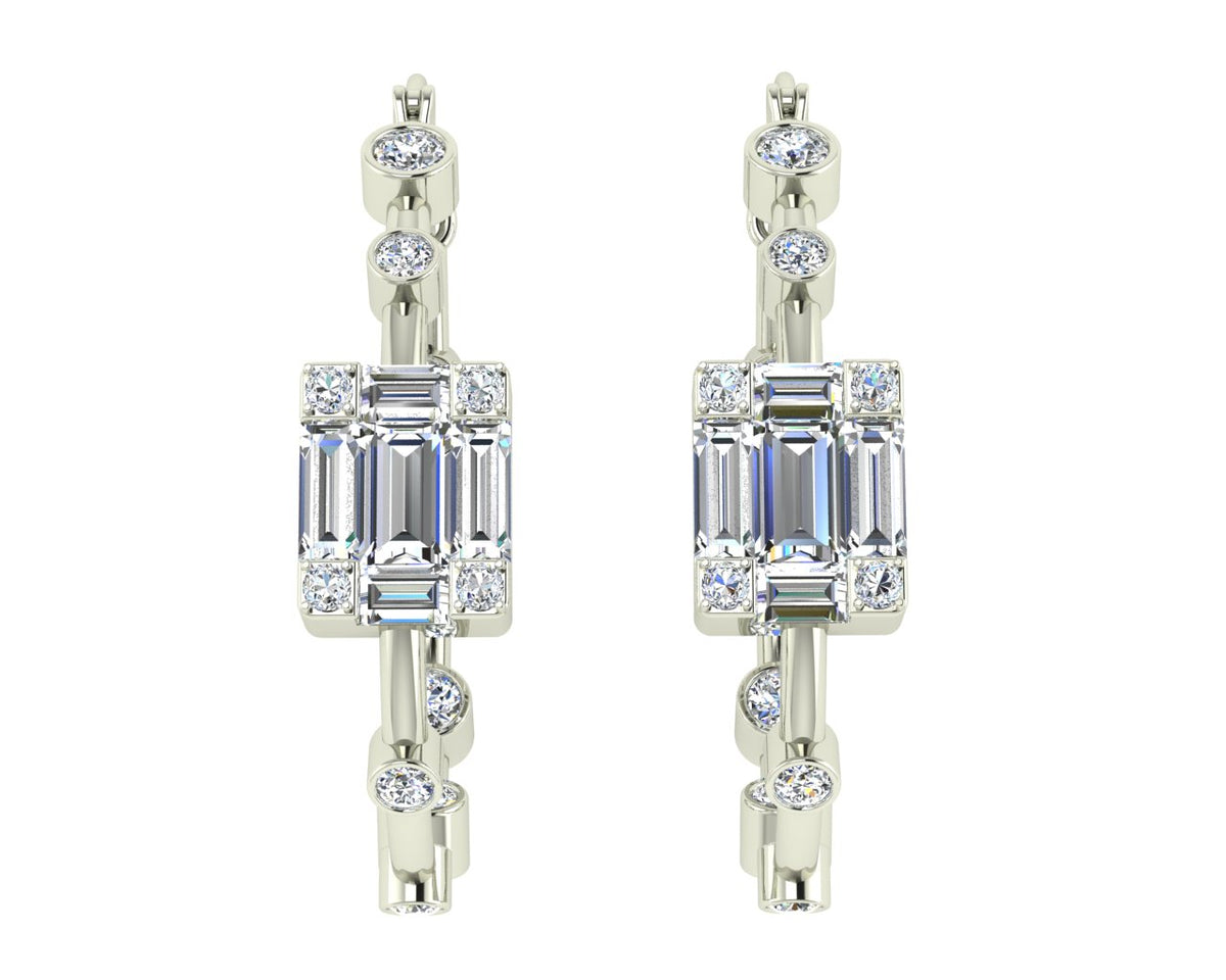 Inside Out Diamond Hoops White Gold