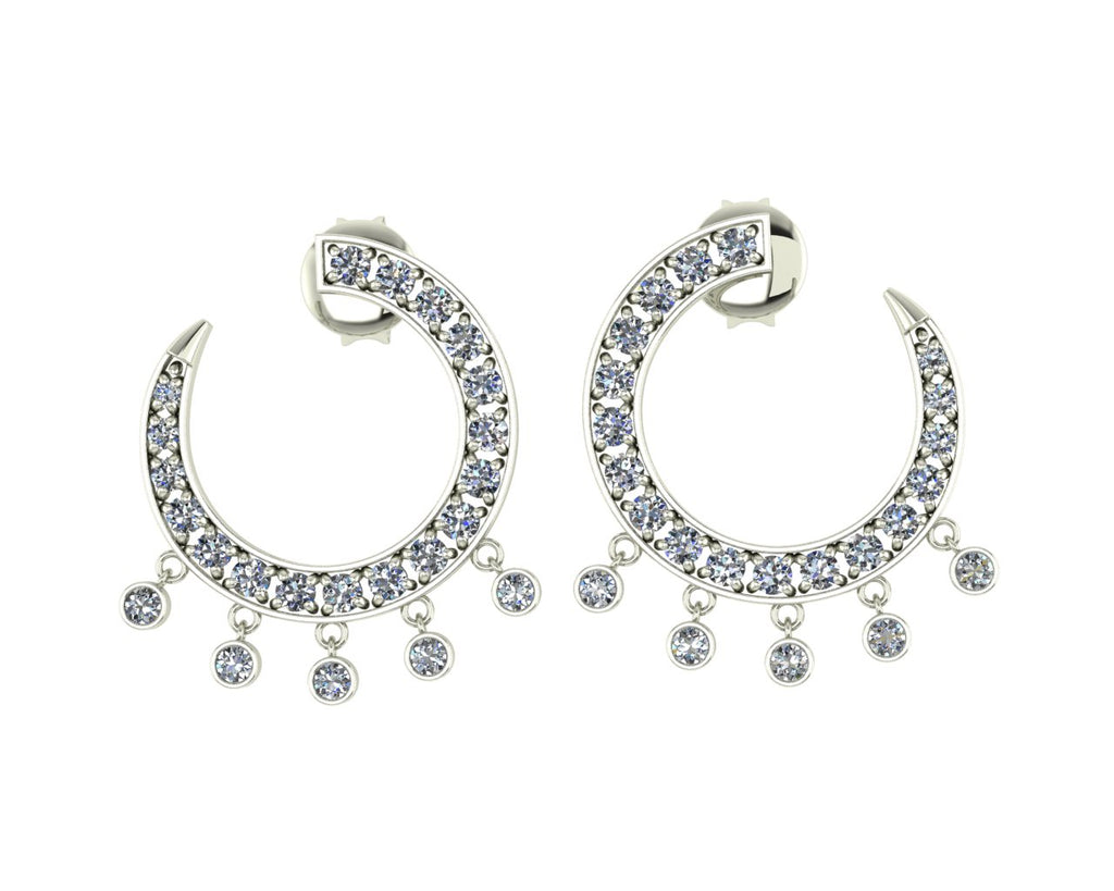 Timeless white gold curve diamond statement earrings