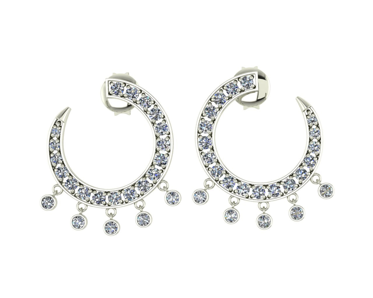 Timeless white gold curve diamond statement earrings