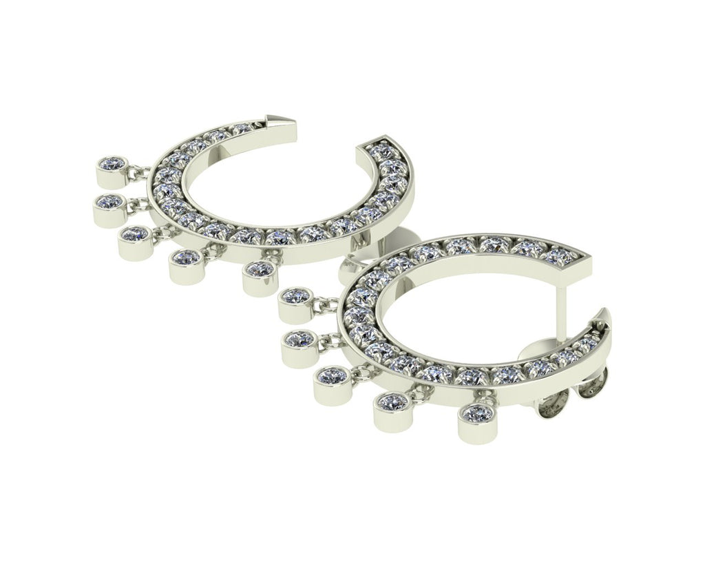 Lightweight luxury curve diamond earrings in 18ct white gold