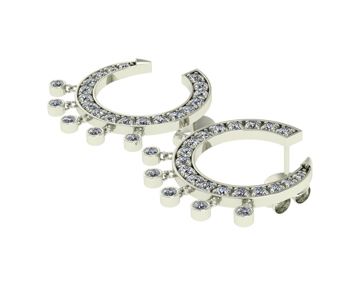 Lightweight luxury curve diamond earrings in 18ct white gold