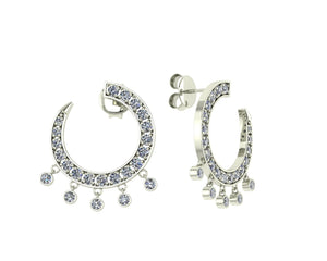 White gold curve diamond earrings 