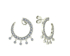 White Gold Curve Diamond earrings - Front to Back