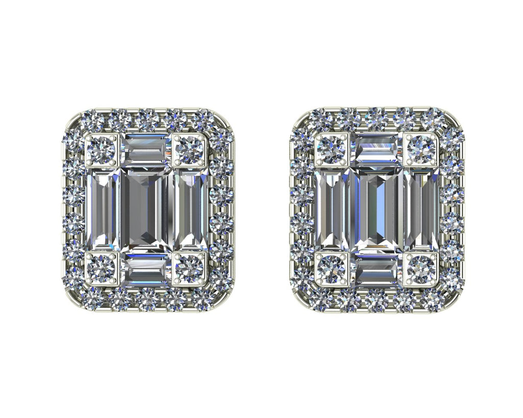 Puces d'oreilles en or blanc serties de diamants (0,65 ct)