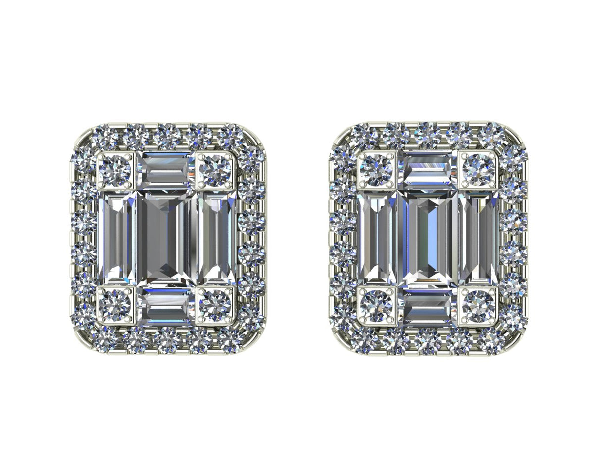 Puces d'oreilles en or blanc serties de diamants (0,65 ct)