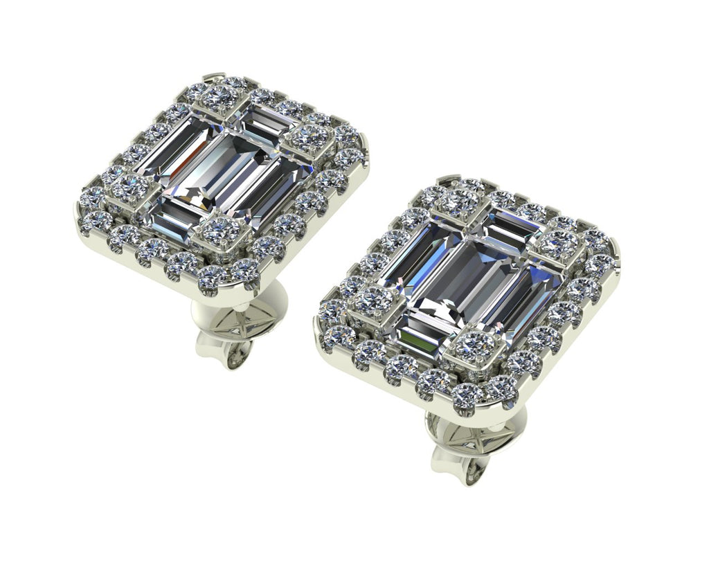 Puces d'oreilles en or blanc serties de diamants (0,65 ct)