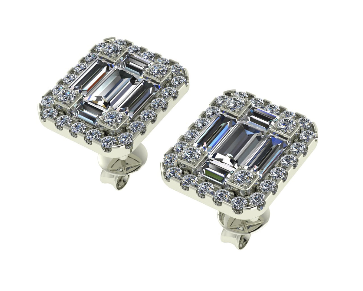 Puces d'oreilles en or blanc serties de diamants (0,65 ct)