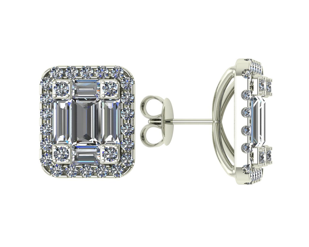 Puces d'oreilles en or blanc serties de diamants (0,65 ct)