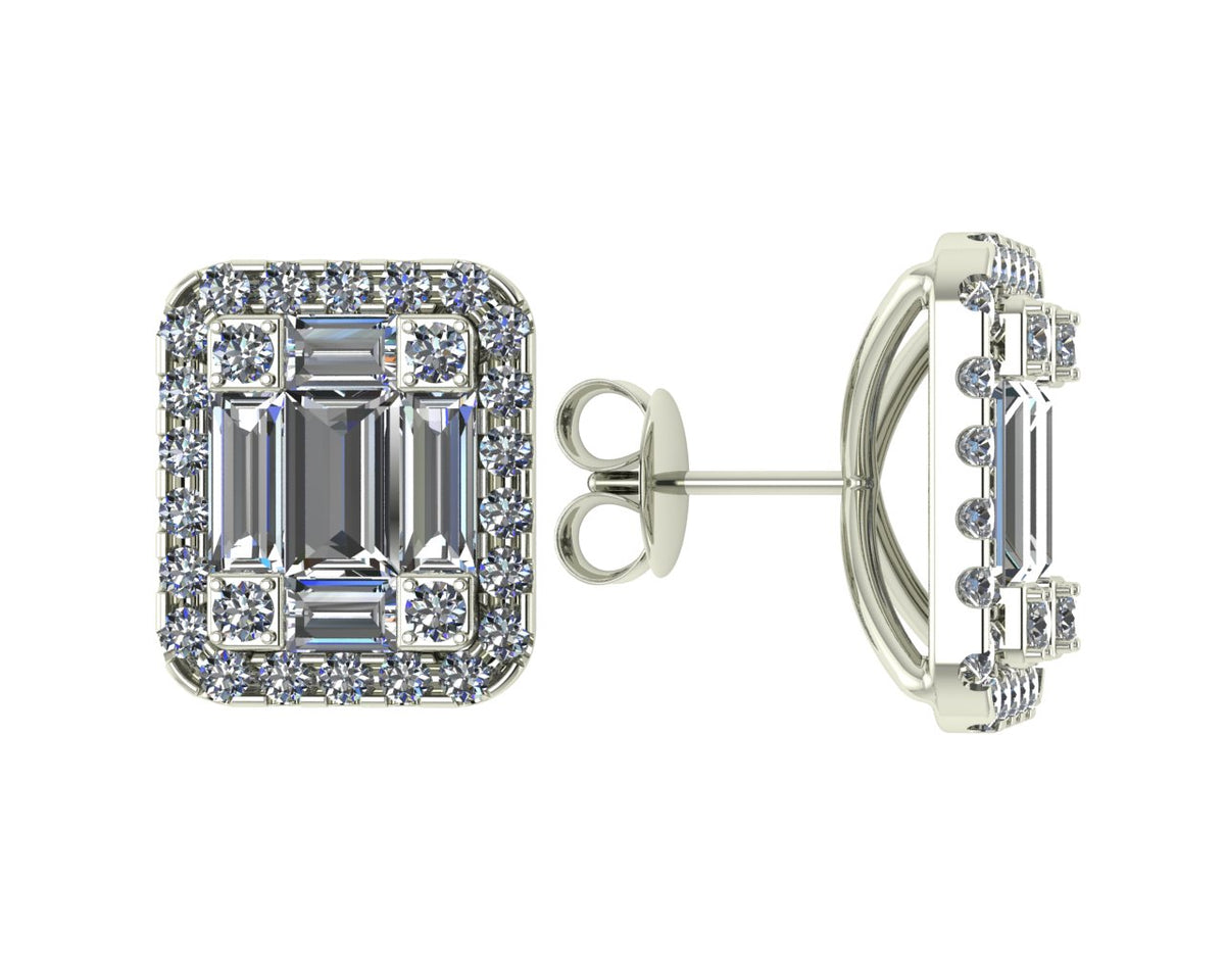 Puces d'oreilles en or blanc serties de diamants (0,65 ct)