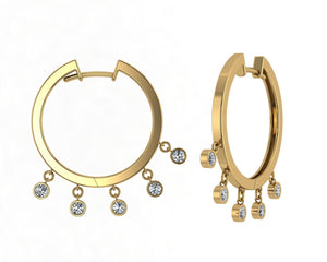 18ct yellow gold dewdrop hoop earrings 