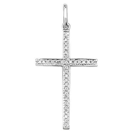 PDQ137W - CROIX EN DIAMANT ET OR BLANC 18 CARATS