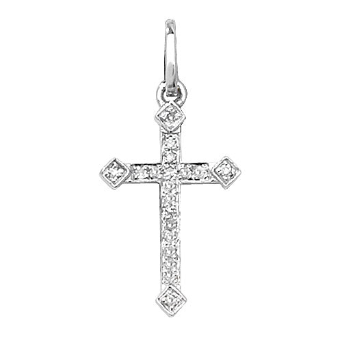 PDQ138W - CROIX EN DIAMANT ET OR BLANC 18 CARATS