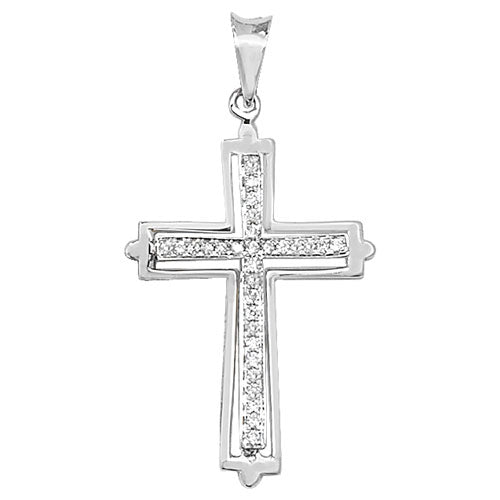 PDQ139W - CROIX EN DIAMANT ET OR BLANC 18 CARATS